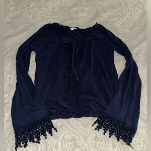 Excellent Condition Aeropostale Women’s Navy Blue Long Sleeve Top Size S